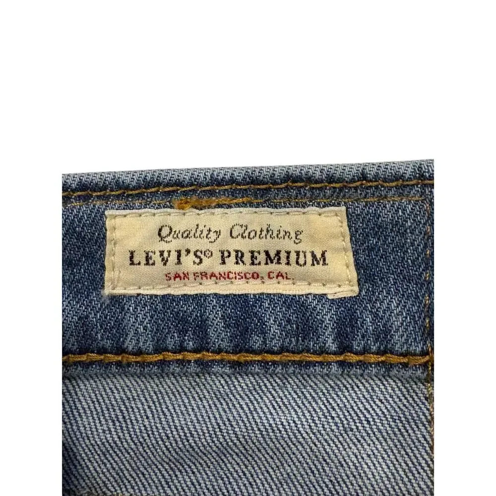 Levis 511 Premium Jeans Mens 34x30 Blue Slim Fit Tapered Leg Distressed Stretch